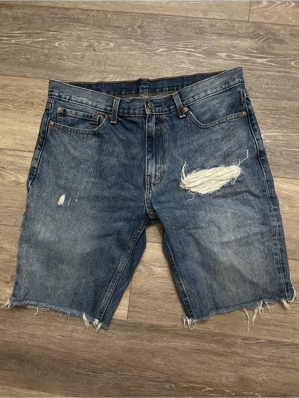 Men's Levi Distressed Denim Shorts - Blue